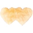 thumbnail image 2 of Double Heart Shaped Area Rug 1.1'x2.3' Fluffy Faux Sheep Skin Fur Area Rug Modern Carpet Fuzzy Rug Mat for Bedroom Living Room, Yellow, 2 of 3
