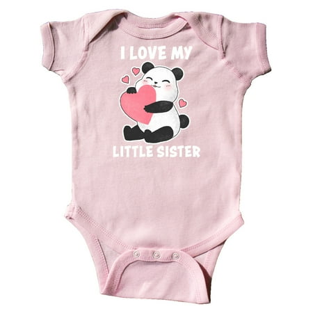 

Inktastic I Love My Little Sister with Panda Illustration Gift Baby Boy or Baby Girl Bodysuit