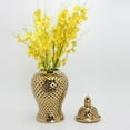 thumbnail image 4 of Vintage Style Ceramic Ginger Jar Dried Flower Vase Porcelain Storage Jar with Gold, 4 of 6