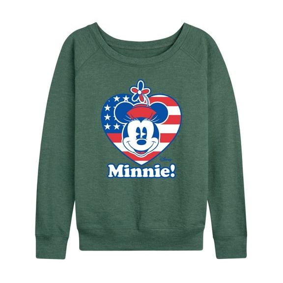 Disney - Minnie Flag Heart - Women's Lightweight French Terry Long Sleeve Shirt