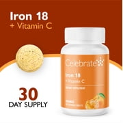 Celebrate Vitamins 18 mg Iron + Vitamin C Chewable Tablets - Orange Flavor - 30 count