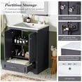 thumbnail image 5 of Euroco 24" Bathroom Vanity with Sink, Modern Bathroom Cabinet with Ceramic Basin & Adjustable Storage, Solid Wood Frame Vanity, 5 of 8