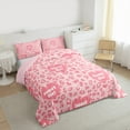 thumbnail image 4 of Manfei Pink Leopard Print Full Size Comforter Sets for Kids, Sweet Girl Bedding Comforter Set, Romantic Fashion Reversible Bedding Sets, Lightweight Room Decor, 3-Piece, 4 of 9