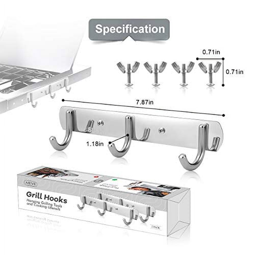 AIEVE Grill Hooks for Utensils 2 Pack Heavy Duty BBQ Utensil