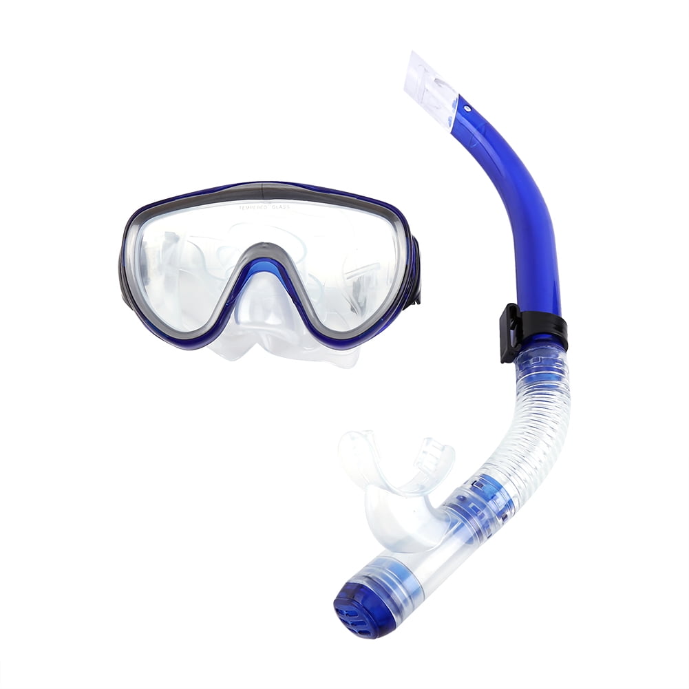 Adult PVC Swimming Scuba Dive Diving Goggles Mask and Snorkel Set Blue 