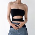 thumbnail image 2 of Top de tubo hueco para mujer, camiseta sin mangas corta sin mangas ajustada de Color puro elegante a la moda de verano para fiesta, 2 of 5