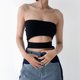 thumbnail image 2 of Top de tubo hueco para mujer, camiseta sin mangas corta sin mangas ajustada de Color puro elegante a la moda de verano para fiesta, 2 of 5
