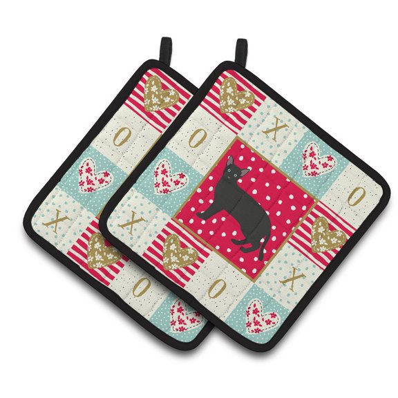 Russian White Black #1 Cat Love Pair of Pot Holders