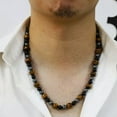 thumbnail image 2 of K-KED 10+8mm Tiger Eye Hematite Obsidian Stone Triple Protection Vintage Mens Necklace-Red Tiger's Eye (8 mm )-75 cm/30 inch, 2 of 9