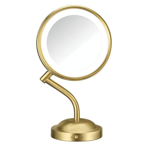 Conair LED-Lighted 1x/5x Magnification Double Sided Mirror in Brushed Brass