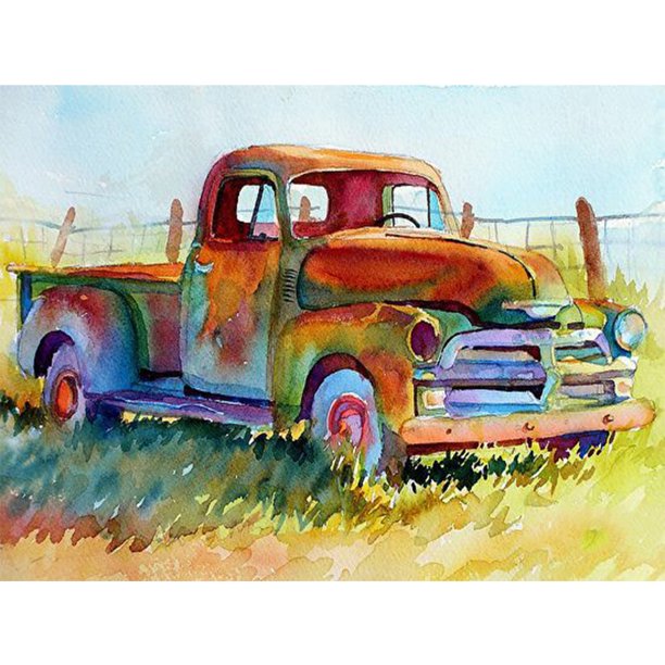 Taladro de pintura de diamante (DB5643) Kit de coche retro de resina redondo completo DIY 5D (WT561) 40x50cm FLhrweasw Nuevo