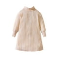 thumbnail image 1 of Chemises pour Tout-Petits, Robe Chandail en Tricot à Col Roulé Manches Longues, Hauts pour Filles, Blanc 6 Ans-7 Ans, 1 of 7