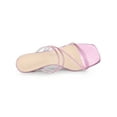 thumbnail image 4 of BLISSFUL STEP Women's Slide Sandal Rhinestone Strappy Square Toe Kitten Heel Slide Sandals Pink 7.5, 4 of 8