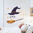 thumbnail image 2 of Adhesivos de pared para Halloween, sombrero de bruja, escoba mágica, estrellas y gafas, 2 of 4