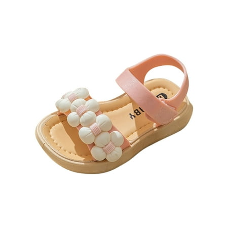 

Binmer Toddler Shoes Baby Girls Cute Fashion Solid Color Flowers Non-Slip Soft Sole Beach Sandals