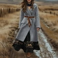 thumbnail image 5 of Women's 2025 Bohemian Style Double Breasted Wool Blend Coat, Mid-Length Trench Coat with Lapel Collar, Slim Fit Overcoat, Elegant Fall Winter Outerwear, Classic Solid Color (Belt Not Include) Grey, 5 of 6