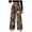 Coffee, variant on Women's Camo Baggy Pants Camouflage Wide Leg Drawstring Waist Trousers with Pockets (Coffee, L)
