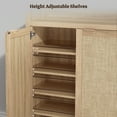 thumbnail image 4 of SICOTAS Rattan Shoe Cabinet with 3 Doors, 6-Tier Adjustable Shelf, 57.24" Shoe Storage Cabinet for Entryway Furniture, Light Oak 2, 4 of 9