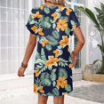 thumbnail image 4 of LWavelet Plus Size Summer Dresses for Women Casual Short Sleeves A Line Midi Dress Army Green L, 4 of 6