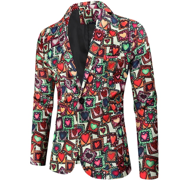 Chaqueta de traje con estampado de día de San Valentín informal de moda de otoño e invierno para hombre Pompotops oipoqjl22168