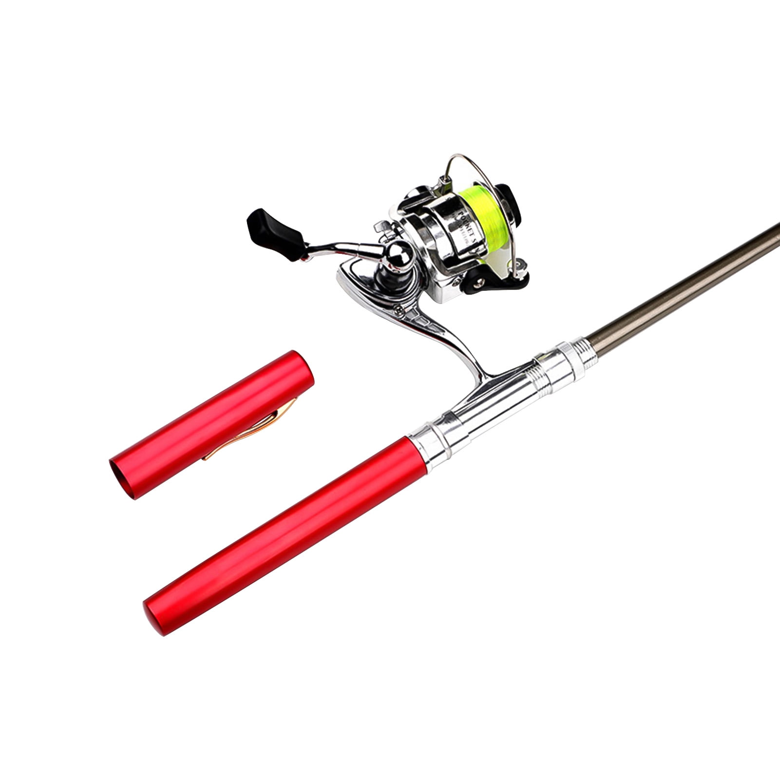 Tomshine Pocket Collapsible Fishing Rod Reel Combo Pen Fishing Pole Kit Telescopic Fishing Rod Reel Combo Kit, Size: 1M, Red