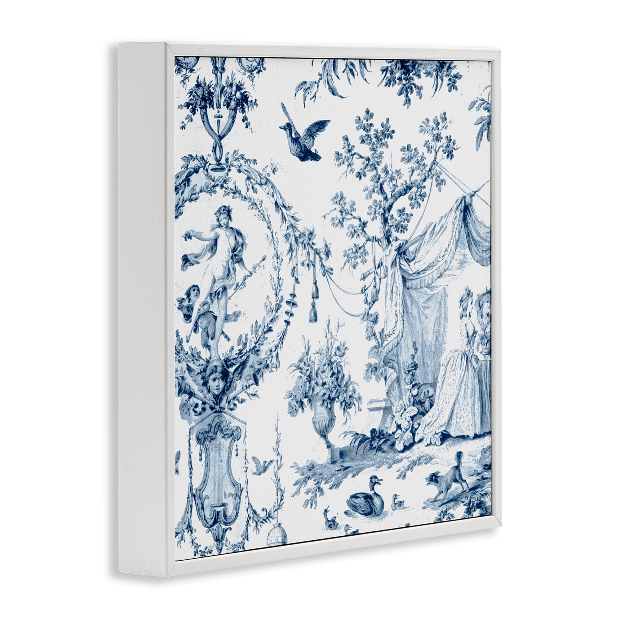 Classic Toile Scene White Framed Giclee Art, design by Vintage Hustle