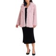 thumbnail image 2 of Abrigo de piel sintética para mujer INSPIRE CHIC, abrigo de invierno con mangas largas y solapa, color rosa, 2 of 6