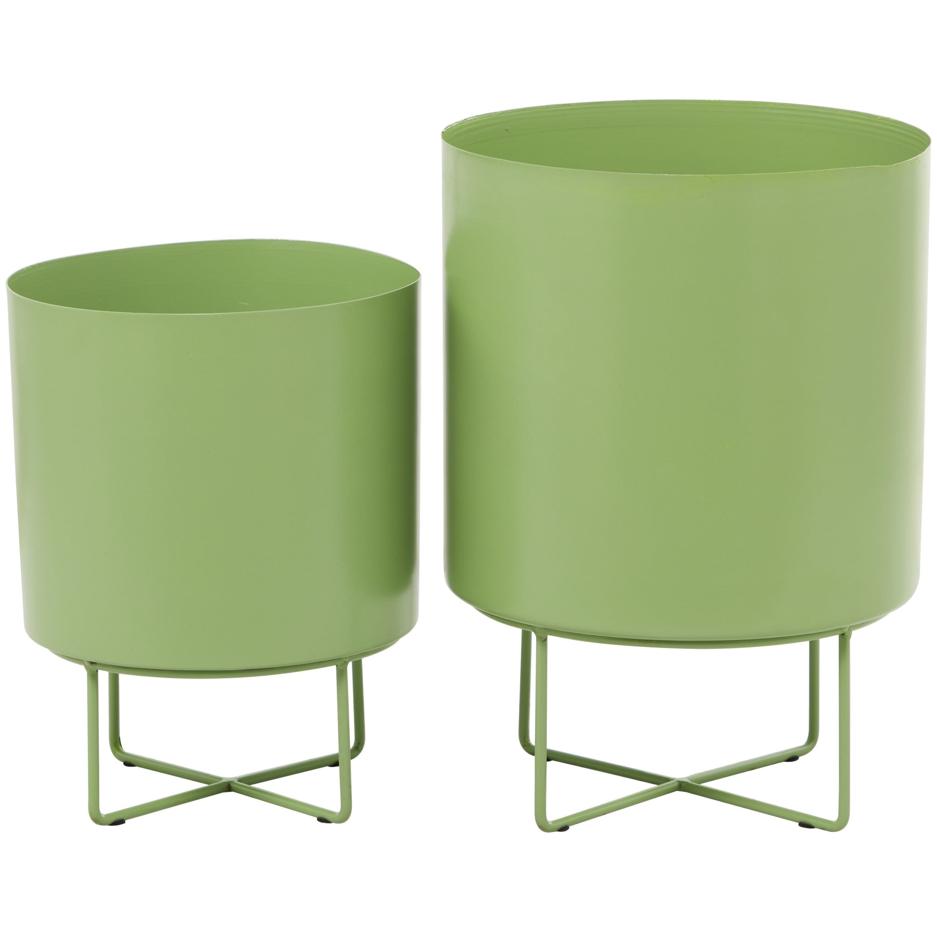 CosmoLiving by Cosmopolitan 16", 13"H Green Metal Planter (2 Count)