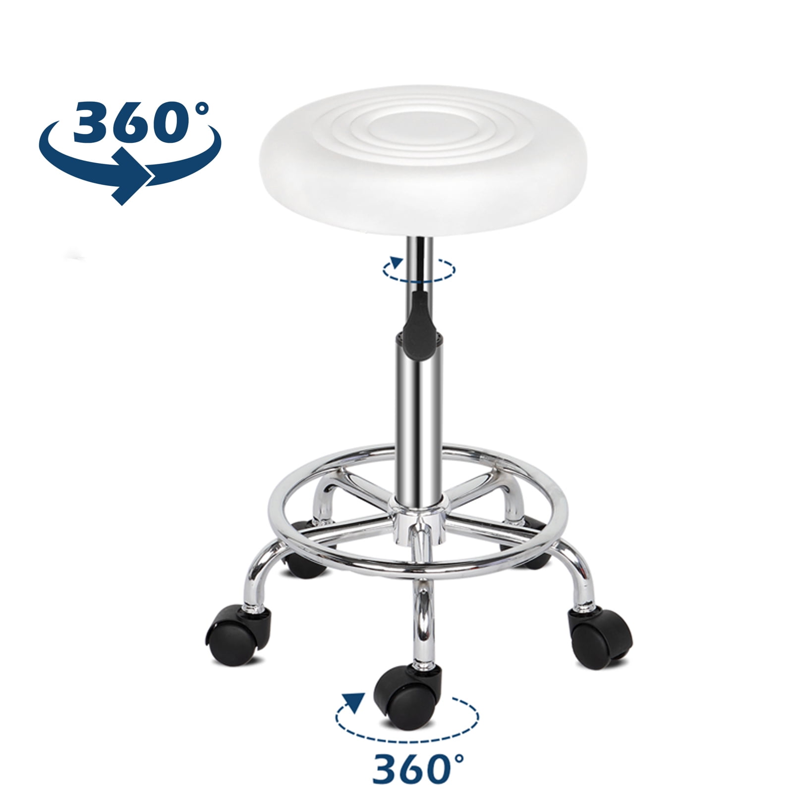 Tenozek 360 Swivel Bar Stool with Wheels Adjustable Armless Salon Stool