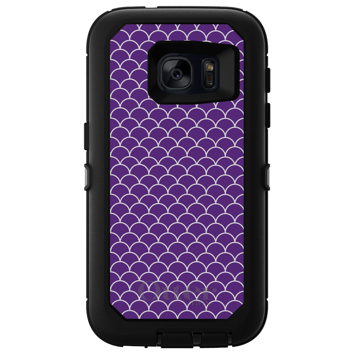 CUSTOM Black OtterBox Defender Series Case for Samsung Galaxy S7 Purple White Scalloped... by