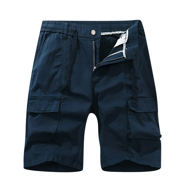 Cameland Men's Shorts Casual Pure Color Pocket Beach Work Trouser Cargo Shorts Pants