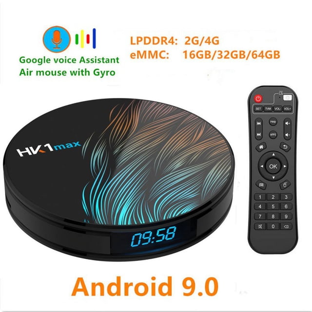 HK1 Max Android 9.0 Boîtier TV Intelligent Wi-Fi 4K - 4 Go RAM, 32 Go ROM, Prise UE