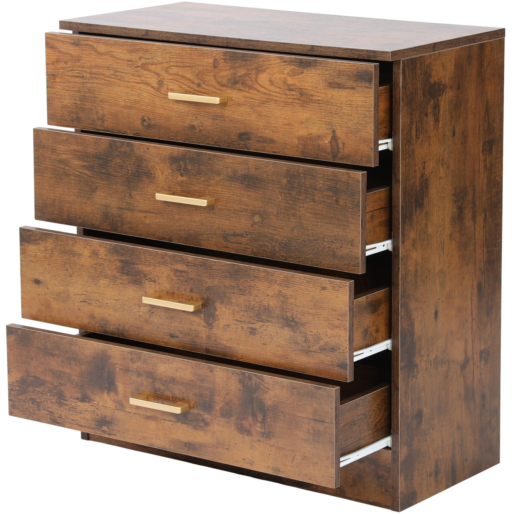 SYNGAR Modern Rustic Brown 4 Drawer Dresser, Chest of Drawers for