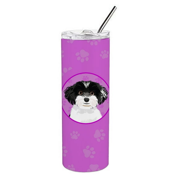 Shih-Tzu Black and White #4 Stainless Steel 20 oz Skinny Tumbler 3 in x 8.25 in
