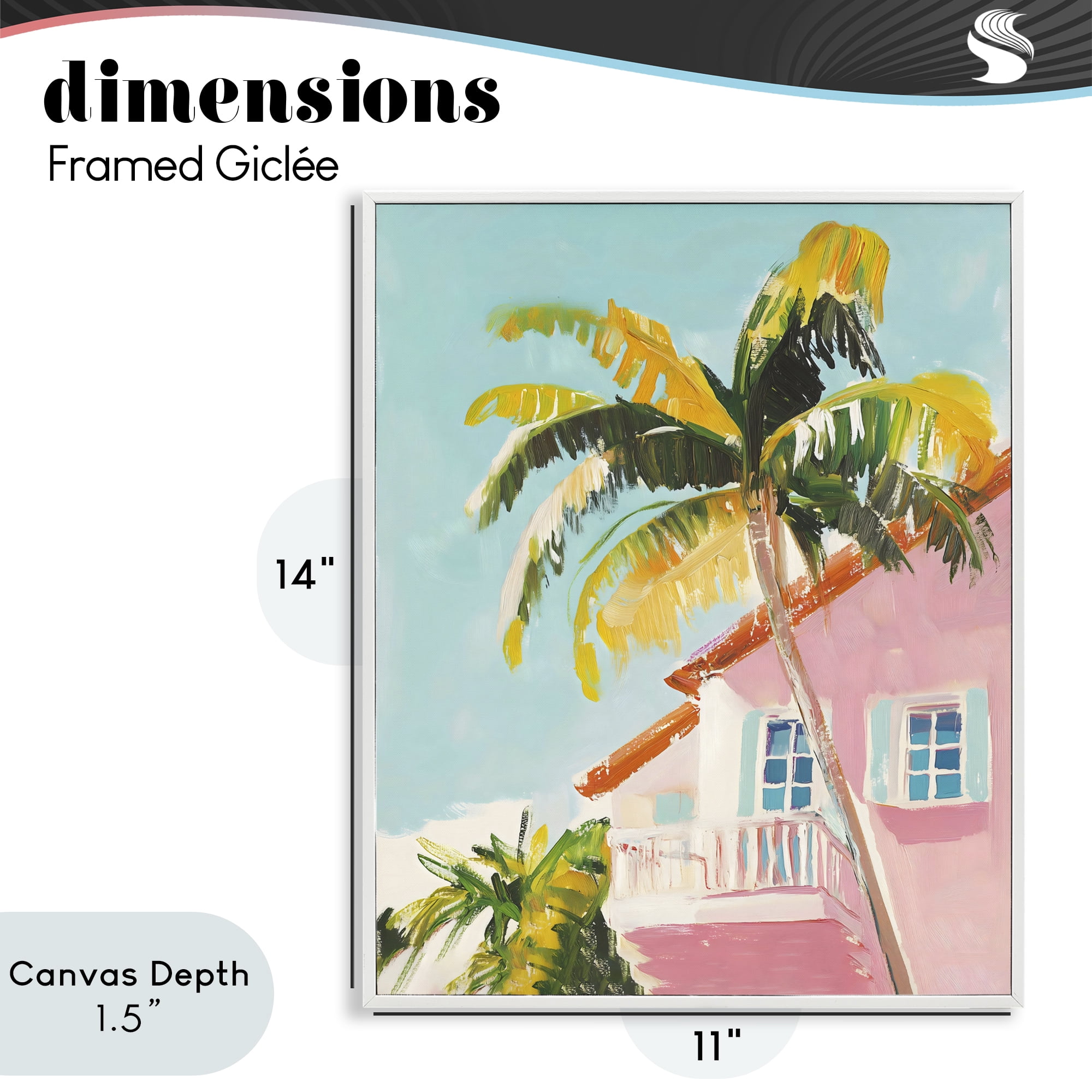 Stupell Industries Pink House Palm Tree White Framed Giclee Art, design by The Prints Vibe