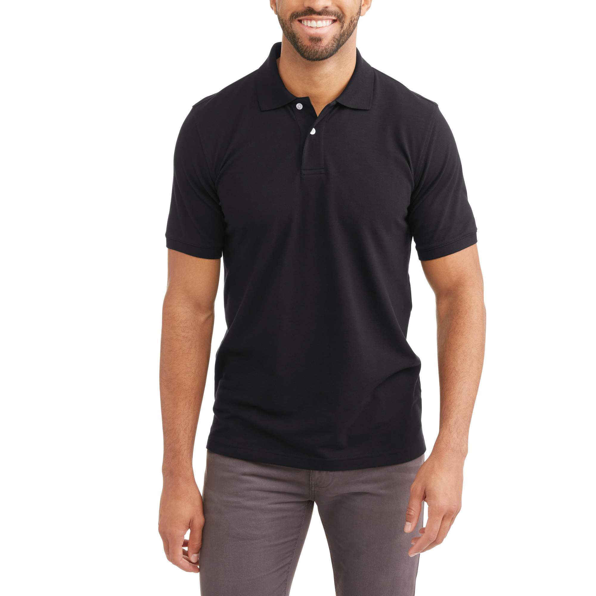GEORGE - George Men's Short Sleeve Pique Polo,Up to Size 5XL - Walmart ...