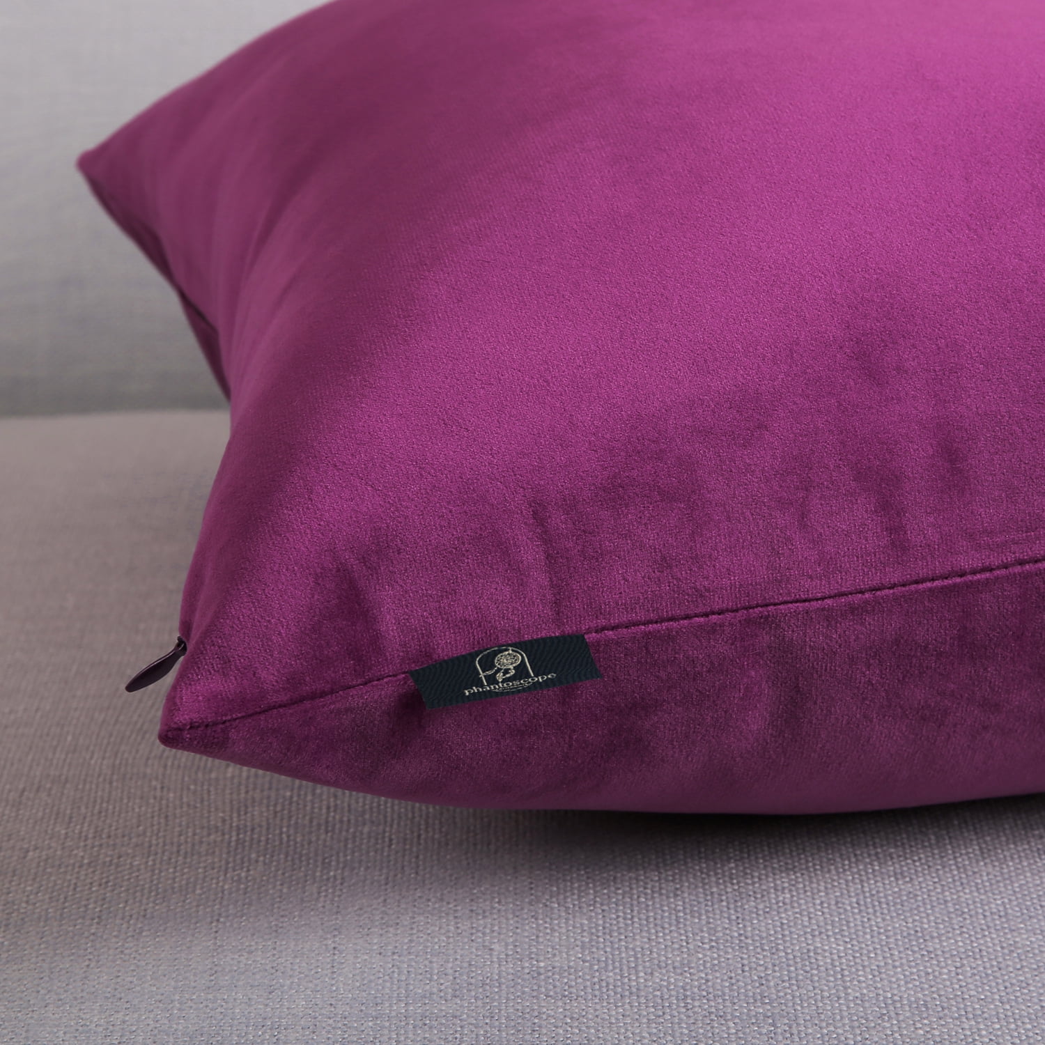 Phantoscope Soft Silky Velvet Series Square Decorative Throw Pillow Cusion for Couch, 22" x 22", Light Purple, 2 Pack