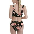 thumbnail image 3 of Vsdgher Womens High Waisted Bikini Sets Two Piece Swimsuit Rose Flowers Print Tummy Control Bathing Suit-Medium, 3 of 8