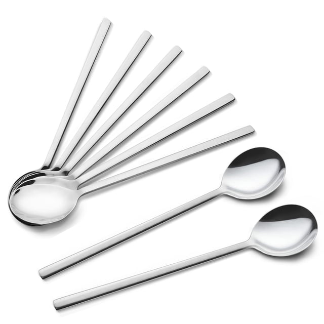 Cucharas de mesa IQCWOOD 8 piezas Acero inoxidable 21 cm