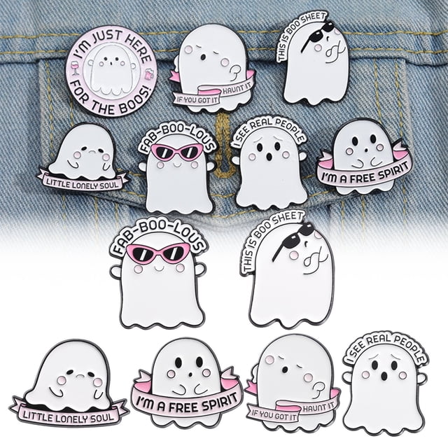 Broche Mignonne d'Halloween Blanche Accessoires de Vêtements Col Épingle Commémorative de Vacances