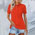 thumbnail image 2 of Holzkary Polo Shirts for Women Short Sleeve Summer Tops Casual Short Sleeve Button Down Collared T Shirts Loose Fit Blouses Polos Golf Shirts Collared Shirt Quick Dry Tennis Work Athletic Tops Red 3Xl, 2 of 7