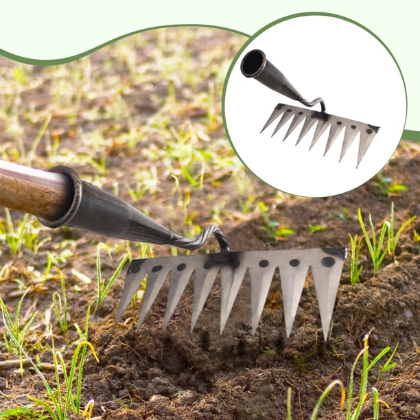 Rastrillo de Jardín Especial para Escardado Remoción de Malezas Y Excavación Hecho con Acero de Manganeso Adecuado para Agríc 8 dientes