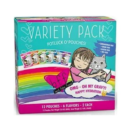 UPC: 0878408001451 | Weruva BFF OMG Potluck O Pouches Wet Cat Food Variety Pack (12) 2.8 oz. Pouches