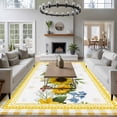 thumbnail image 3 of Yellow Sunflowers Floral Large Area Rugs 5x8 ft Pastoral Wildflowers Leaf Yellow Plaid Washable Rug Non Slip Indoor Carpet Absorbent Floor Mat for Living Room Bedroom Dining Room, 3 of 9