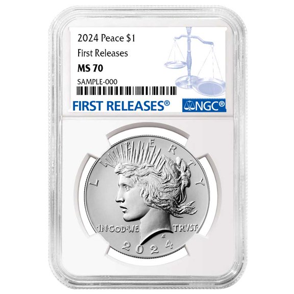 2024 $1 Peace Silver Dollar NGC MS70 FR Blue Label