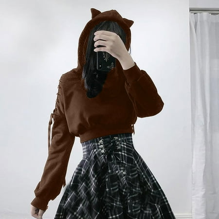 

Simplmasygenix Hoodies for Women Plus Size Women s Cat Ear Hoodie Pullover Long Sleeve Hooded Sweatshirt Cute Blouse