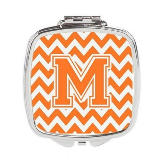 Letter M Chevron Orange & White Compact Mirror - Orange & White - 3in. H x 0.3in. W x 2.75in. L