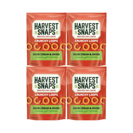 Harvest Snaps Baked Red Lentil Snacks Sour Cream & Onion 2.5 oz | 4 Count Multipack | Gluten Free, Plant-Based Protein, Crunchy Healthy Snack, Non-GMO, Vegetarian Friendly