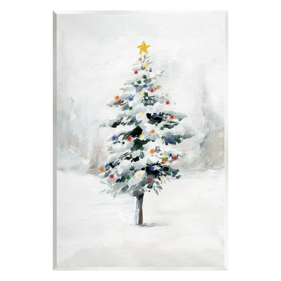 Snowy Christmas Tree Landscape Holiday Graphic Art Unframed Art Print Wall Art