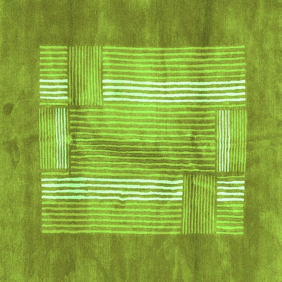 Ahgly Company Indoor Square Abstract Green Modern Area Rugs, 6' Square